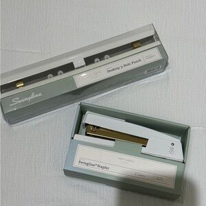 Swingline Sugar Paper White and Gold Stapler and Hole Puncher